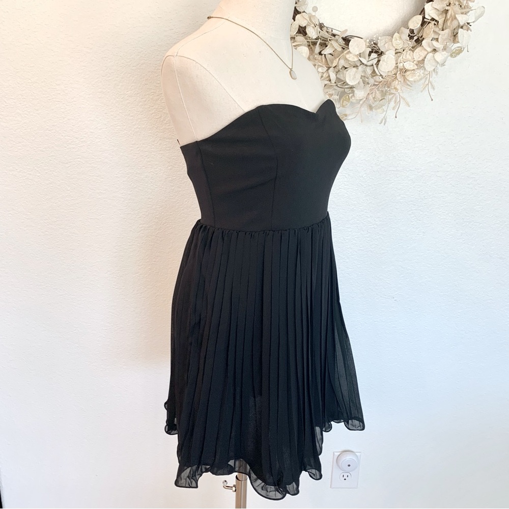 🖤 VICI Justina Strapless Mini Dress Sweetheart Neckline Black Chiffon - Picture 6 of 16